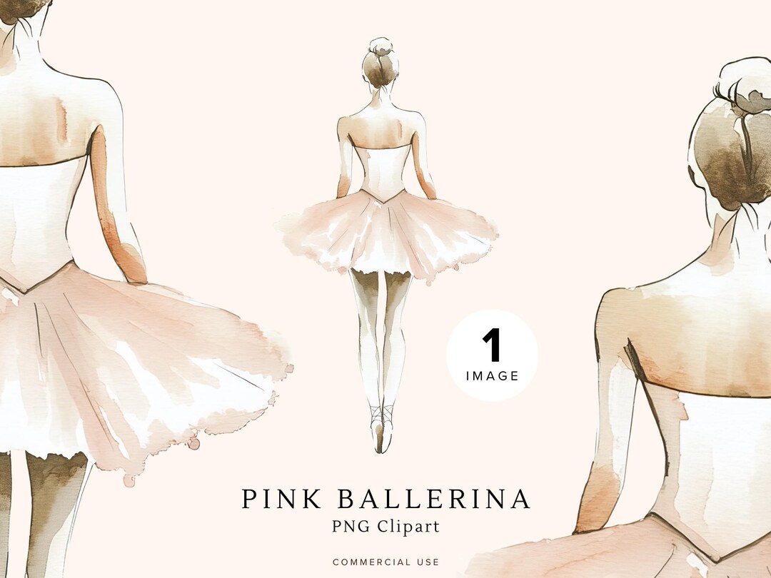 Ballerina Watercolor Clipart in Pink | Cute Ballet Clipart | Printable ...
