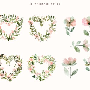 Heart Wreath Clipart | Watercolor Flowers | Love | Card Making ...