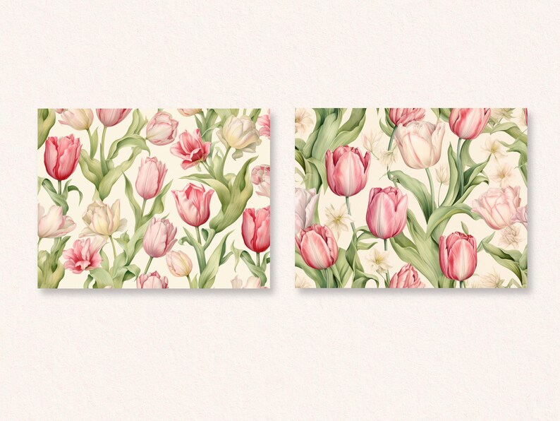 Tulip Flower Digital Paper | Printable Spring Floral Backgrounds ...