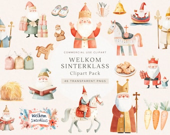 Sinterklaas Clipart | Niederländische Tradition | PNG-Dateien | Kinderfeier | Sofortiger Download | Handwerker | Kommerzielle Nutzung | Welkom Sinterklaas