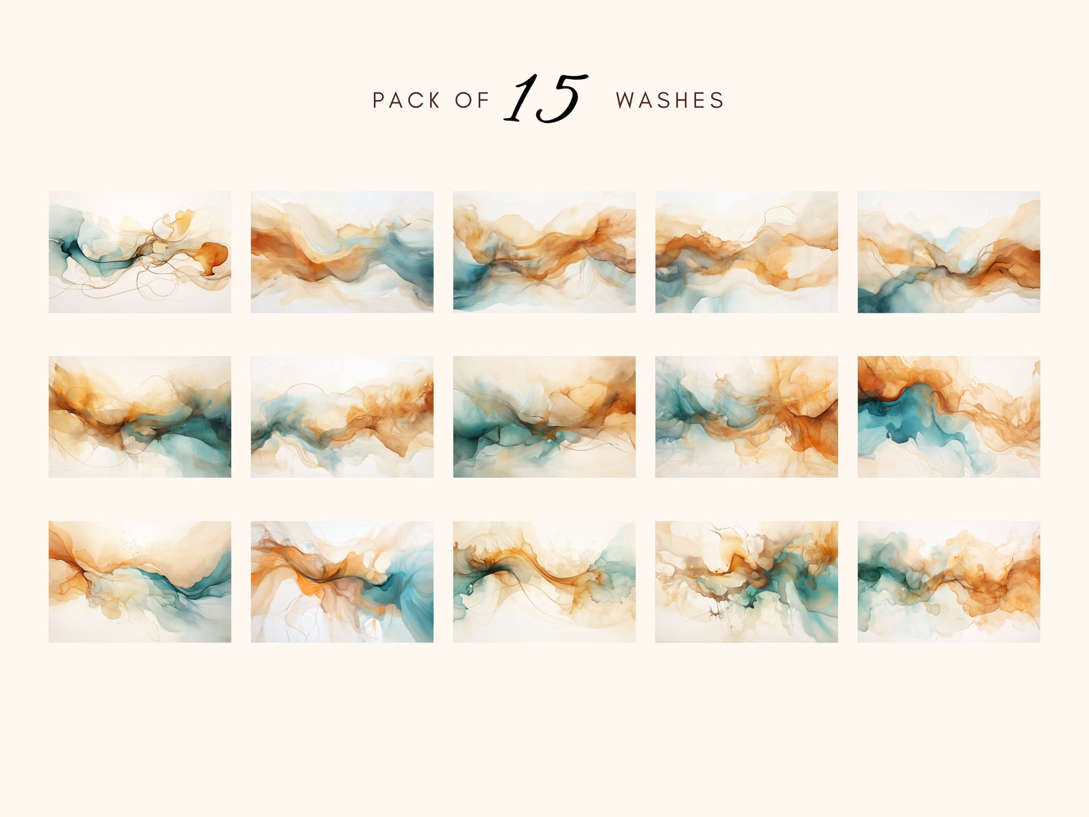 Watercolour Washes Pack Tan & Teal Clipart, Texture Background, Digital ...