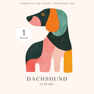 Niedliche Dackel Clipart | Skurrile Hunde Illustration | Entzückender Welpe | Für Bastelprojekte | Transparenter Hintergrund PNG | Sofort Download