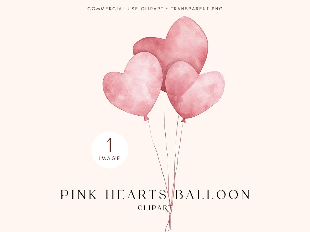 Watercolor Pink Balloon Clipart | Heart | Valentines Day | Love ...