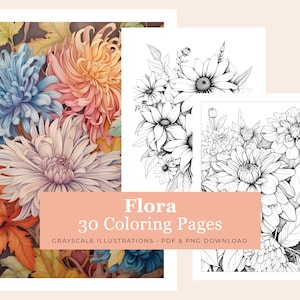 Printable Minfulness Coloring Book | Flower Coloring Pages | Adult Colouring | PDF | 30 Pages | Instant Download | Digital | US Letter