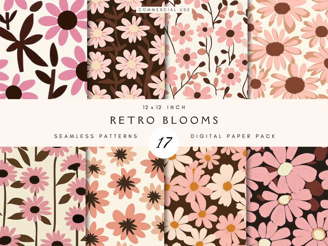 Retro Floral Seamless | Boho Flower Repeating Pattern | Surface Pattern ...