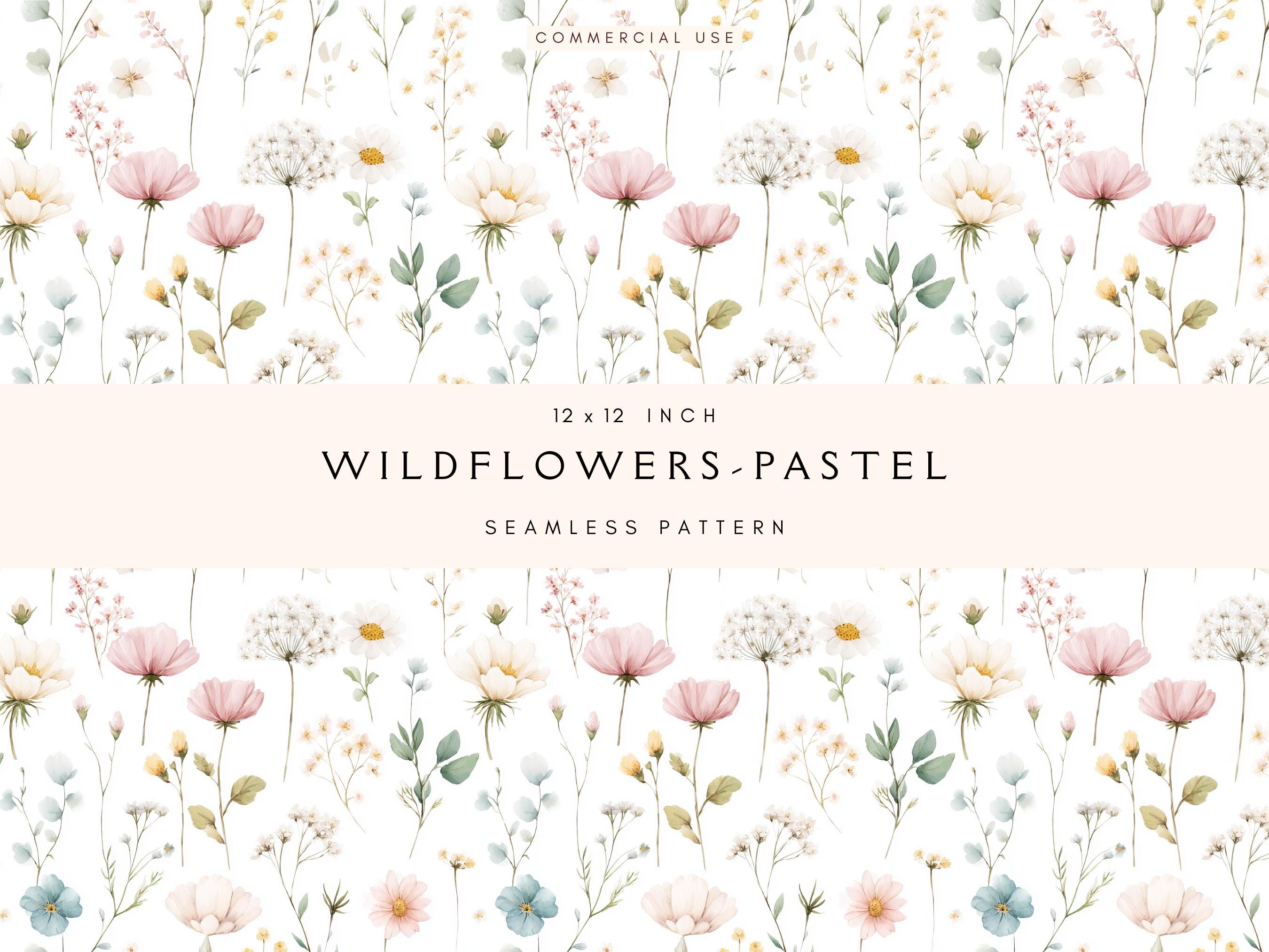 Wildflowers Pastels Seamless Pattern | Boho Flowers | Digital Paper for ...