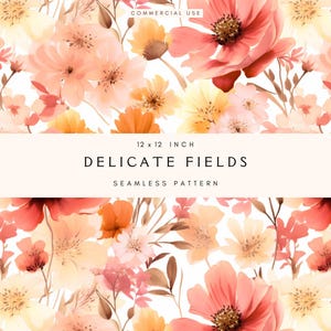 Blush Floral Seamless Pattern | Repeating Pattern | Background Digital Paper | Sublimation Designs | Elegant Flowers | Baby Girl Spring
