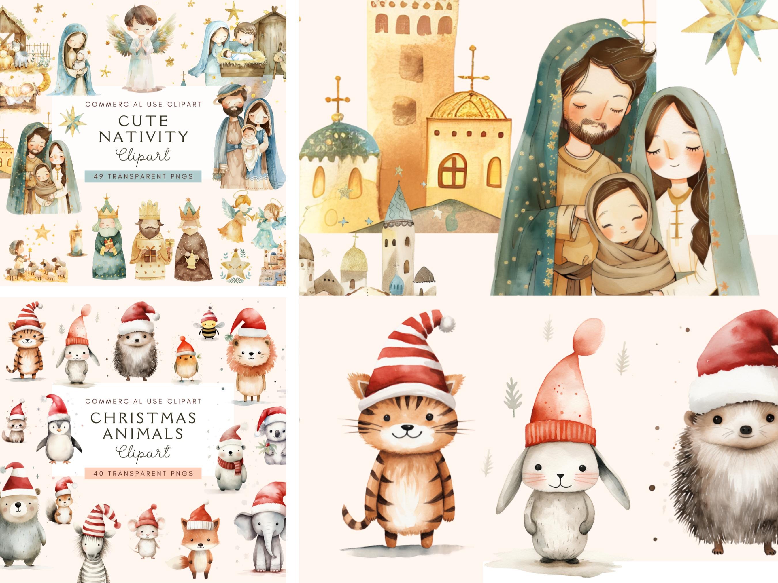 Whimsical Christmas Clipart Bundle | Watercolor Cute Graphics for ...