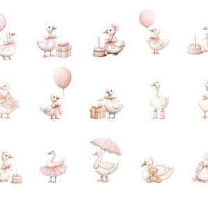 Silly Goose Baby Shower Clipart | Pink Goose With Balloon | Watercolor ...