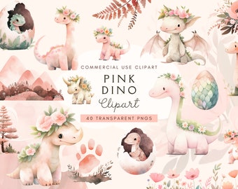 Girly dinosaurus clipart | Roze dinosaurus png | Babyshower | Transparant | Commercieel gebruik | Kinderen | Clipart dinosaurussen babymeisje | Kinderkamerdecoratie