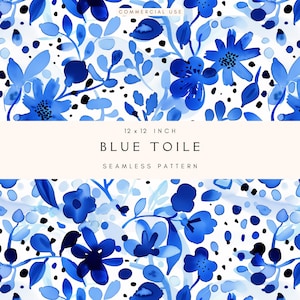 Blue Toile Seamless Pattern | Printable Scrapbook Paper | Dainty Elegant Wedding Pattern | Shabby Chic | Chinoiserie Pattern | Junk Journal