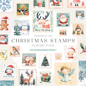 Imágenes prediseñadas de sellos navideños / Correo vintage de Santa Claus / Efímera imprimible / Descarga digital para álbumes de recortes / Entrega exprés al Polo Norte