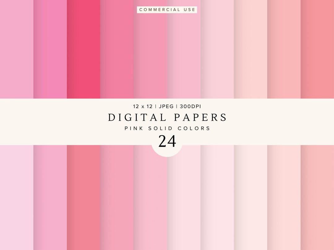 Pink Solid Digital Paper Pack | 24 Blush & Rose Color Backgrounds ...