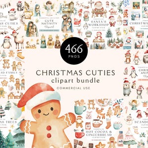 Pacchetto di clipart natalizie stravaganti / Grafiche carine ad acquerello per lavoretti / Download digitale di festività / Raccolta PNG / Babbo Natale allegro