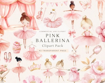 Könnte beinhalten: Ein Set mit 43 rosa Ballerina-Clipart-Bildern. Die Bilder beinhalten Ballerinas, Schwäne, Schmetterlinge, Cupcakes, Blumen, Kronen und mehr. Die Bilder sind perfekt zum Erstellen von Einladungen, Karten und anderen Bastelarbeiten.