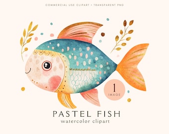 Colorful Fish Clipart | Pastel Fish Png | Fish Digital Download | Sea Animals Clipart | Print File | Reef Fish | Instant Digital Download