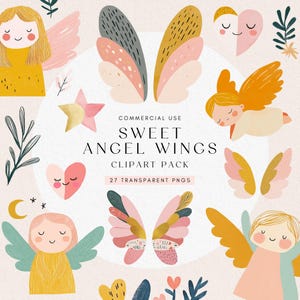 Engel Clipart | Engel Clipart | Schöne süße Designs für DIY-Projekte | PNG | Für Bastelarbeiten |  Sofortdownload | Kommerzielle Nutzung