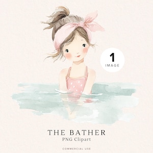 Vintage Badende Clipart | Pastell Pool-Party | Süßer Sommer | Strand Tage | Strandmädchen | Print on Demand-Ideen | Kommerzielle Nutzung