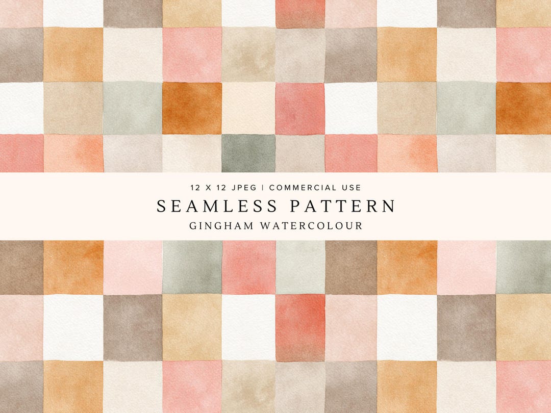 Watercolour Gingham Seamless Pattern | Neutral Check Digital Paper ...