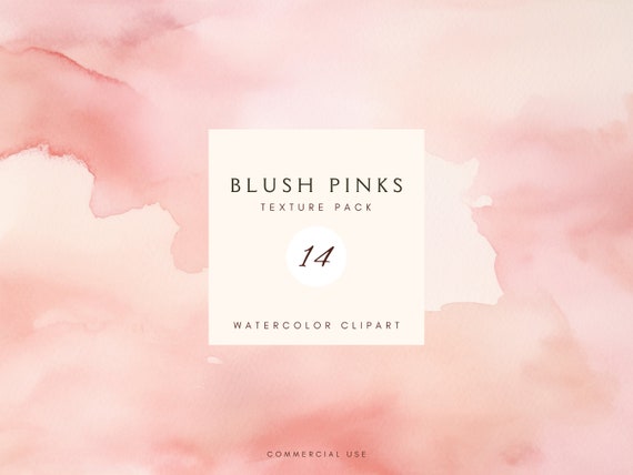Watercolour Texture Pack Blush Pink Clipart, for Backgrounds, Digital Paper Pack, Scrapbooking, Printable, Commercial use, Instant Download