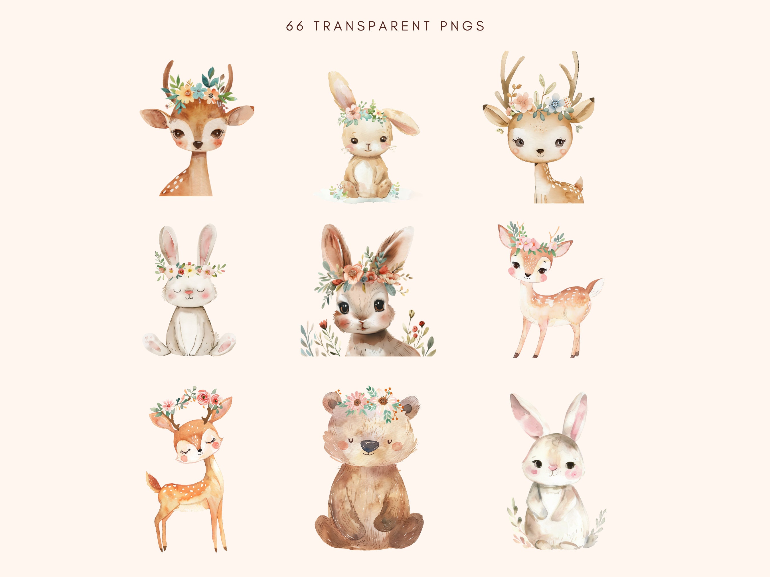 Boho Woodland Clipart | Cute Baby Animals | Woodland Nursery Decor ...