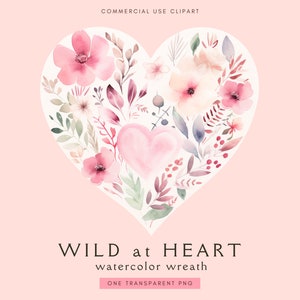Valentinstag Blumen Herz Clipart | Aquarell Herzen Clipart Png | Digitales Papier Handwerk | Hochzeit Clip Art | Liebe | Rosa | Digitaler Download