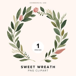 Watercolor Pink Floral Wreath Clipart | Botanicals | Digital Download for Weddings | Spring Decor | PNG | Wedding Graphic | Invitation Art