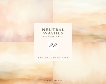 Watercolour Washes Neutrals Clipart |  | Background Texture | Watercolour Wash | Wedding | Commercial Use | Digital Papers Pack | Beige