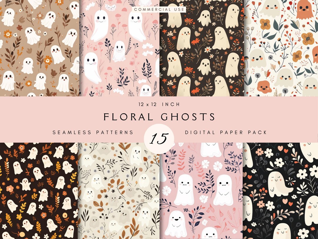 Floral Ghosts Seamless File Bundle | Halloween Pattern | Repeating ...