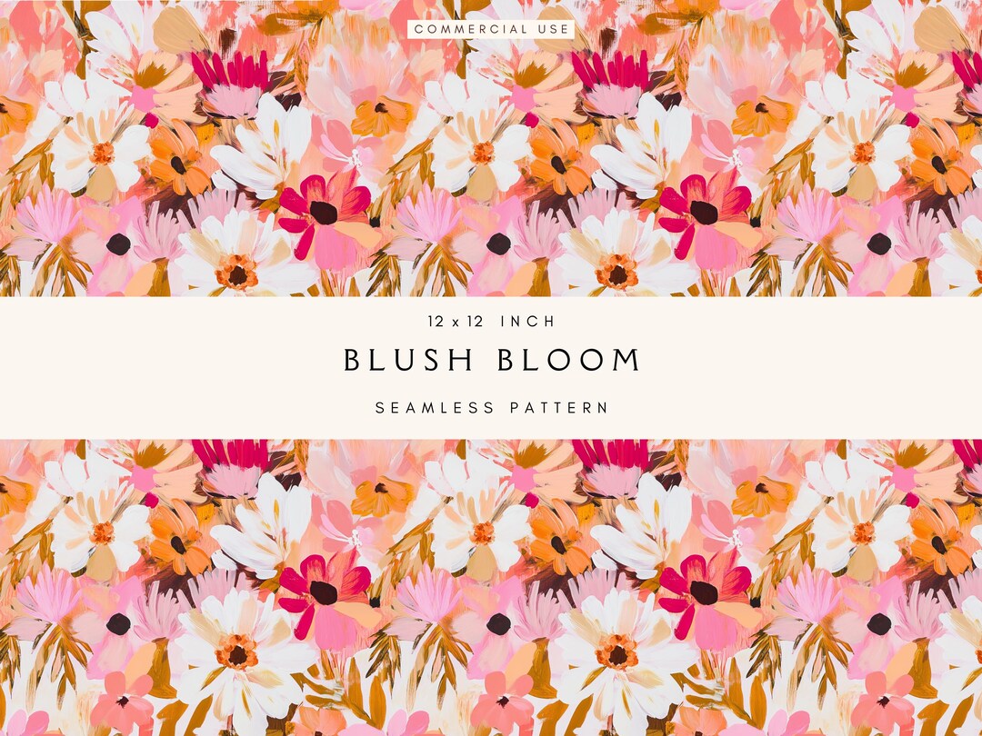 Blush Bloom Seamless Floral Pattern | Pink Flower Digital Paper | 12x12 ...