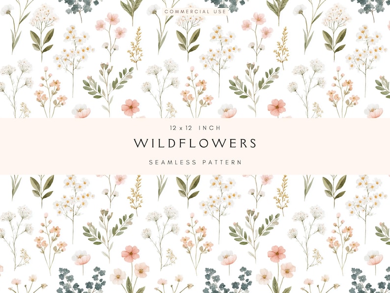 Wildflowers Seamless Pattern | Boho Flowers | Digital Paper for Crafts ...