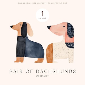 Dackel Clipart | Niedliche Hunde Illustrationen | Haustier Hund Clip Art | Hochwertiges transparentes PNG | Sofortiger digitaler Download | Kommerzielle Nutzung