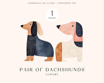 Dachshund Clipart | Cute Dog Illustrations | Pet Dog Clip Art | High-Quality Transparent PNG | Instant Digital Download | Commercial Use