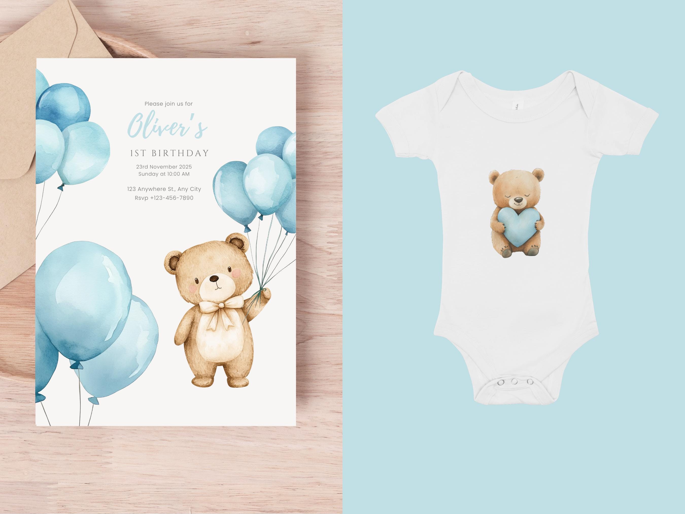 Teddy Bear Clipart | Bear With Blue Balloons | Baby Shower PNG ...