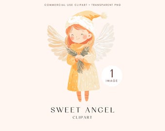 Retro Christmas Angel Clipart | Cute Christmas Angel PNG | Whimsical Holiday Design | Crafts | Scrapbooking | Digital Download | Sweet Angel