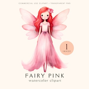 Fairy Pink Clipart | Magical Girl | Watercolor Fairy Tale Png | Baby Girl | Magic Kingdom | Cute Fantasy | Birthday | Little Princess