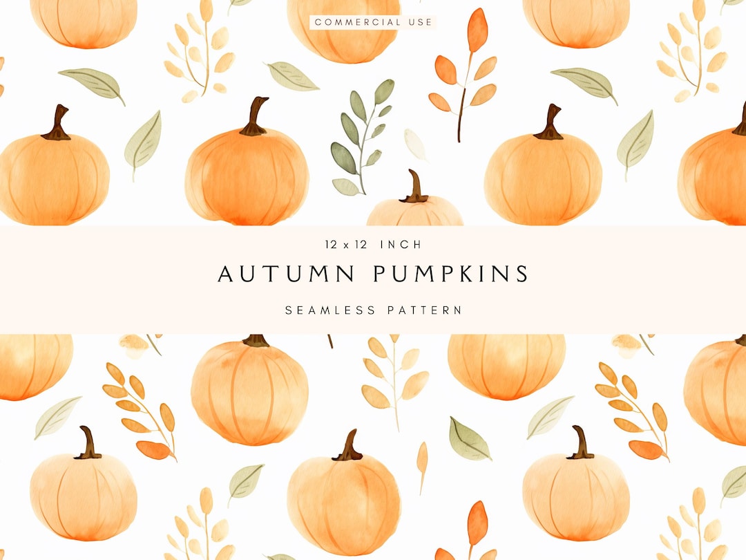 Boho Pumpkin Seamless Pattern | Watercolour Floral | Cozy Autumn | Fall ...