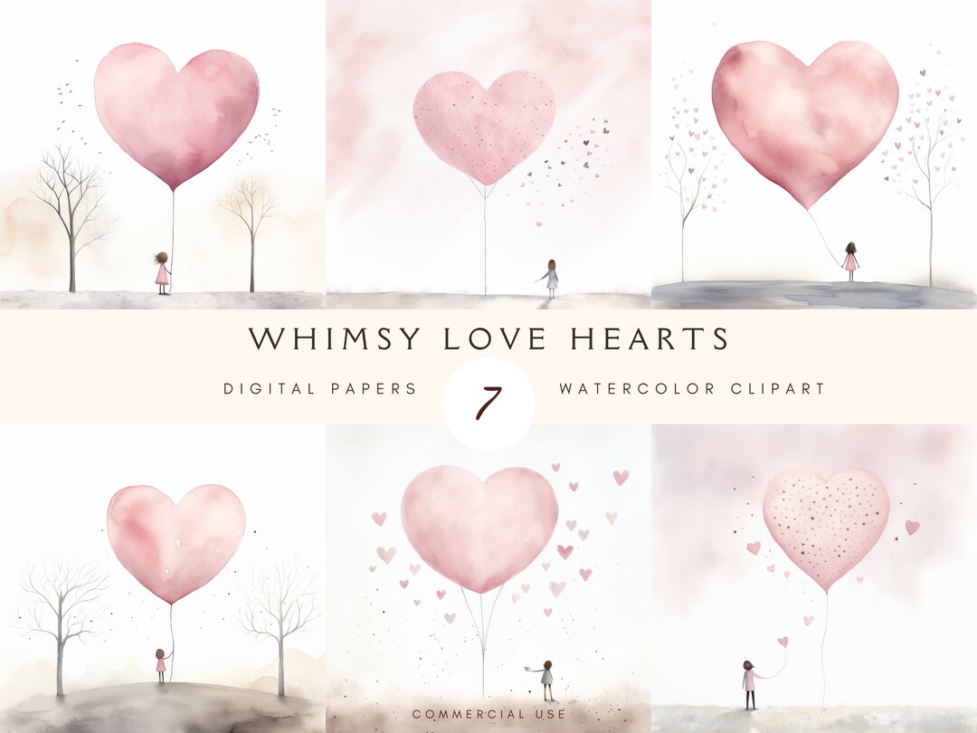 Watercolor Heart Balloon Clipart | Girl Clip Art | Pink Heart Balloons ...