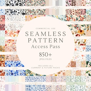 Seamless Patterns 850+ | All Access Pass | Whole Shop Bundle | Lifetime Access | Digital Paper for Crafts, Stationery, POD | Commercial Use