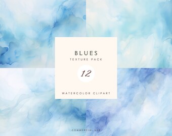 Blue Watercolour Texture Clip Art | Washes Pack Clipart | Background | Digital Paper Pack | Commercial use | Transparent Pngs | Scrapbooking