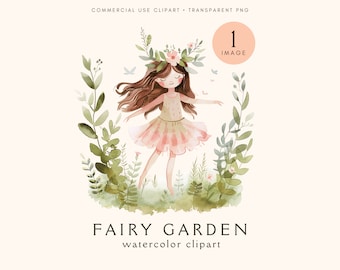 Fairy Garden Clipart | Fairy Clip Art | Baby Png | Digital Download | Magical Fairy | Fairy Tale Graphics | Nursery Wall Art | Florals
