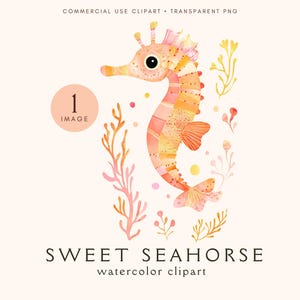 Süßes Seepferdchen Clipart | Aquarell | Meerestier Png | Niedliche Seepferdchen Clip Art | Rosa Gold | Wandkunst | Kommerzielle Nutzung | Sofort Download