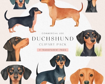 Cute Dachshund Clipart Bundle | Sausage Dog Art | Digital Download for Crafts | Dog Designs | Digital Art for Card Making | Commercial Use