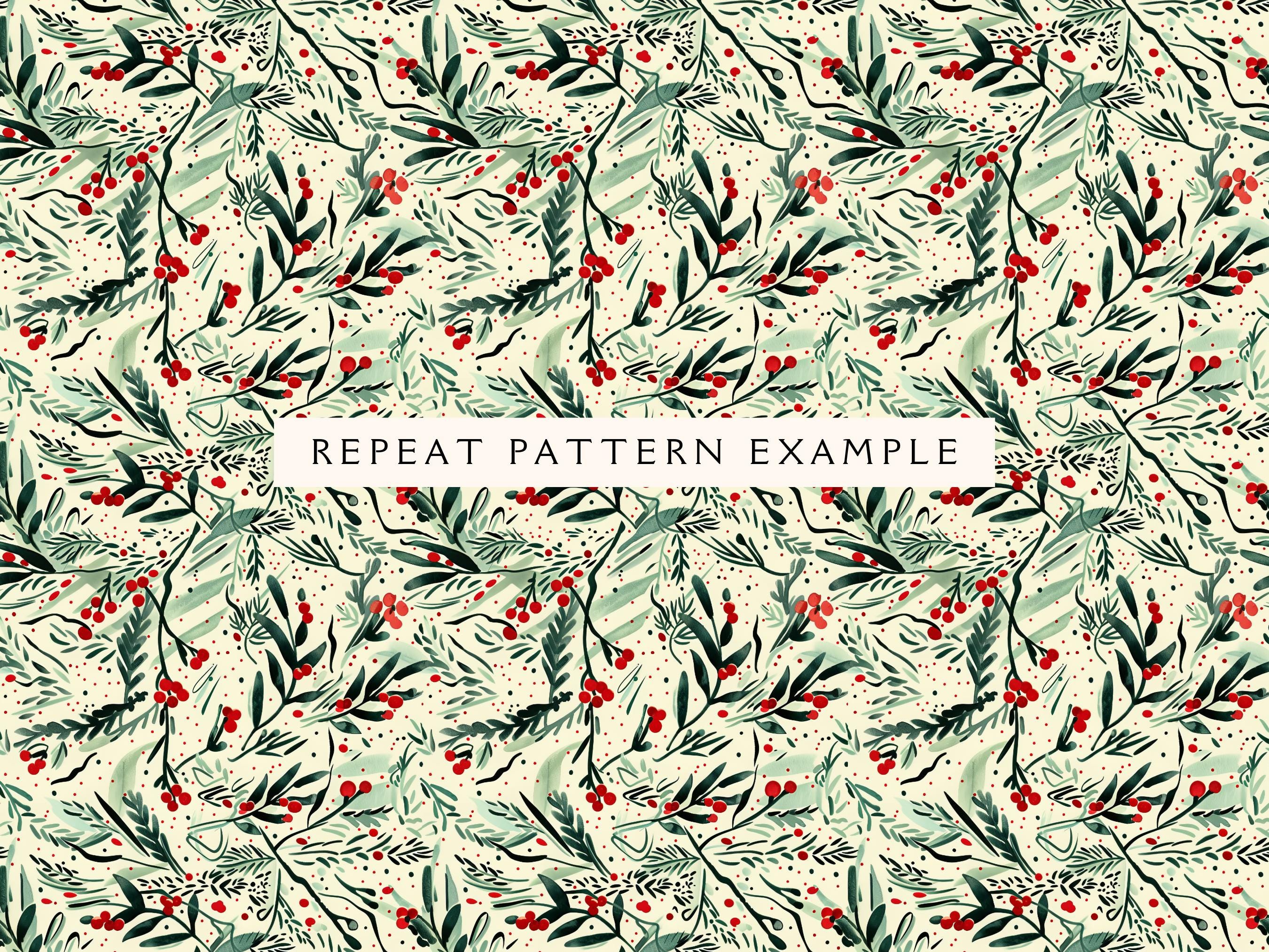 Holly Repeat Pattern Holly Seamless Pattern | Vintage Winter Berries | Repeating Pattern ...