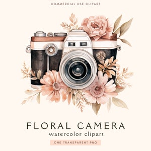 Clipart floral appareil photo | Photographe | Logo de photographie | Appareil photo vintage Png | Appareils photo rétro, photos de fleurs, clipart de voyage, usage commercial