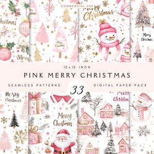 Merry Christmas Seamless File | Pink Repeating Pattern | Wrapping Paper Pattern | Cute for Fabric | Classic Scrapbook Paper | Digital File