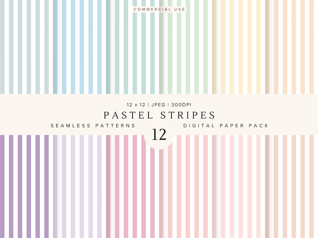 Pastel Stripe Digital Paper Pack | Seamless Patterns Striped ...