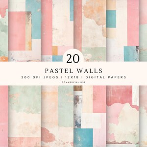 Digitales Papierpaket mit Pastell-Wandtexturen | Abstrakte Gips-Hintergründe | Papiere in neutraler Ästhetik | Junk Journaling