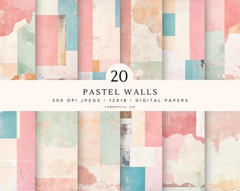 Pastel Wall Texture Digital Paper Pack | Abstract Plaster Backgrounds | Neutral Aesthetic Papers | Junk Journaling