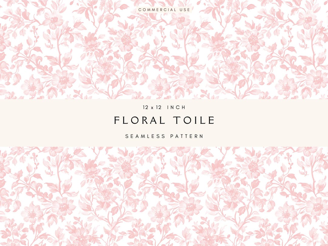Pink Toile Seamless Digital Paper | Floral Chinoiserie Patterns ...